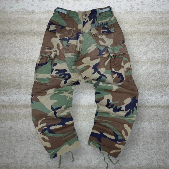 Vintage Military Woodland Camo Tactical Pants Baggy Wide Leg Small Regular 90s - Picture 1 of 10